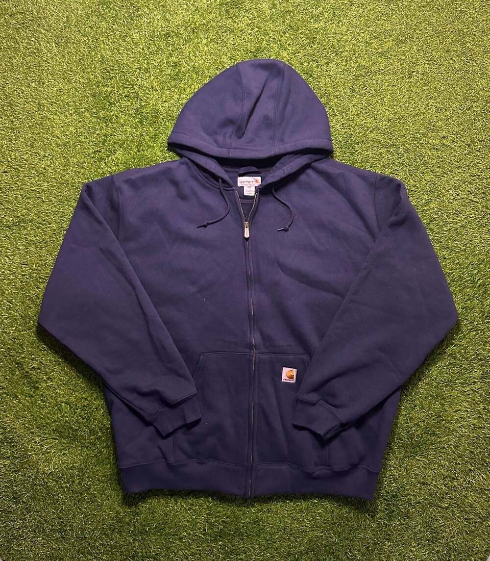 Y2K 2000s Carhartt Full Zip Hooded Sweatshirt Size 2XL Navy Blue